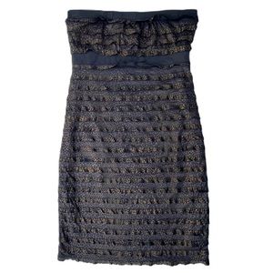 Black Leopard Cheetah Gold Glitter Strapless Bodycon Mini Lster Ruffled Dress